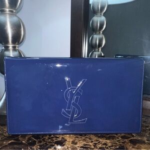 Yves Saint Laurent Navy Patent Leather Wallet Clutch